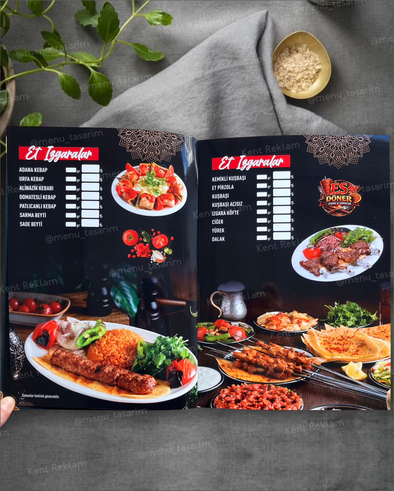 ES DÖNER ŞIRNAK kurumsal restoran cafe menü tasarımı ve baskısı
